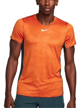 NWT $75 Nike Court Dri-FIT Advantage Slim Fit Tennis Shirt Mens XL Orange